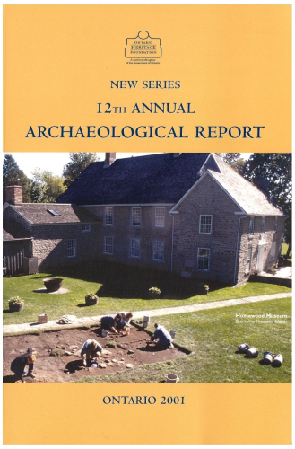 New Series 12th Annual Archaeological Report Ontario 2001