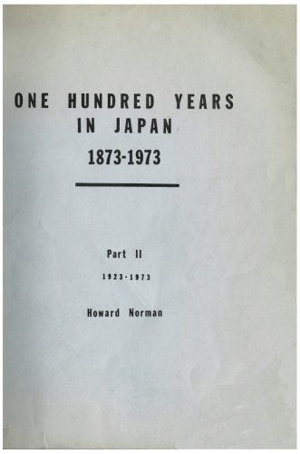 One Hundred Years in Japan 1873-1973: Part II 1923-1973