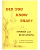 Did You Know That? Stories and Recitations